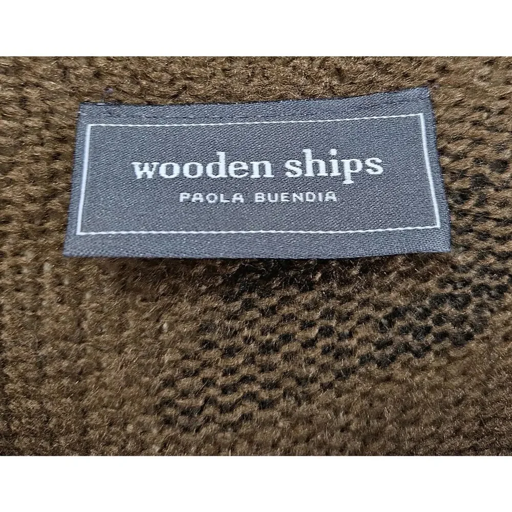 WOODEN SHIPS M / L Sweater Brown Black Animal Print Mohair Wool Blend Oversized
